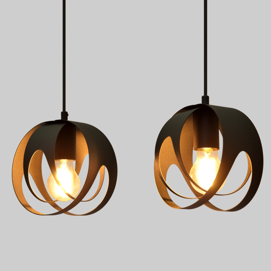 Lampadario a sospensione con filo MOONLIGHT 2xE27/15W/230V nero