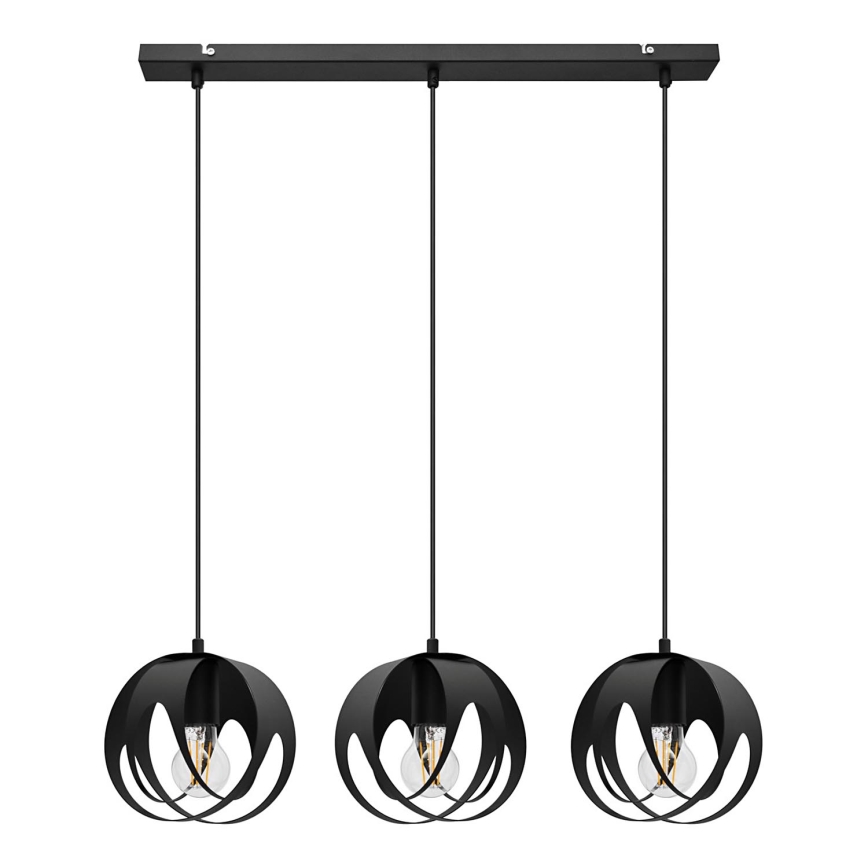 Lampadario a sospensione con filo MOONLIGHT 3xE27/15W/230V nero