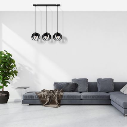 Lampadario a sospensione con filo MOONLIGHT 3xE27/15W/230V nero
