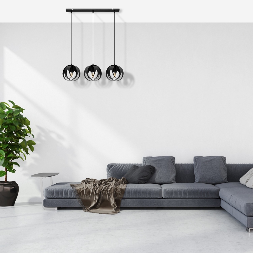 Lampadario a sospensione con filo MOONLIGHT 3xE27/15W/230V nero