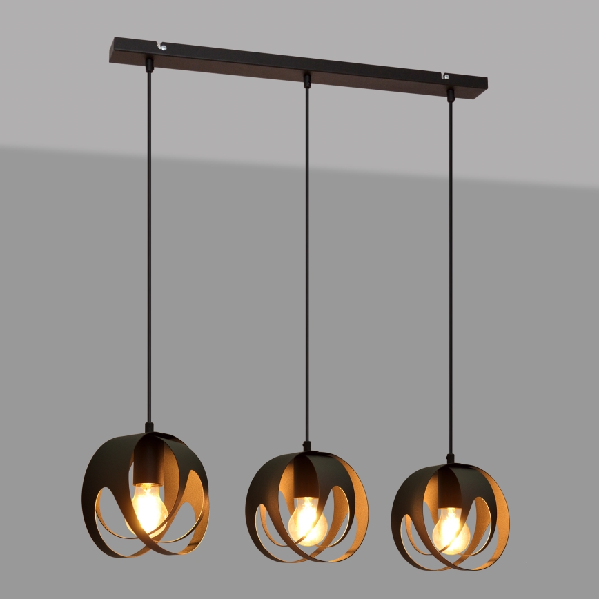 Lampadario a sospensione con filo MOONLIGHT 3xE27/15W/230V nero
