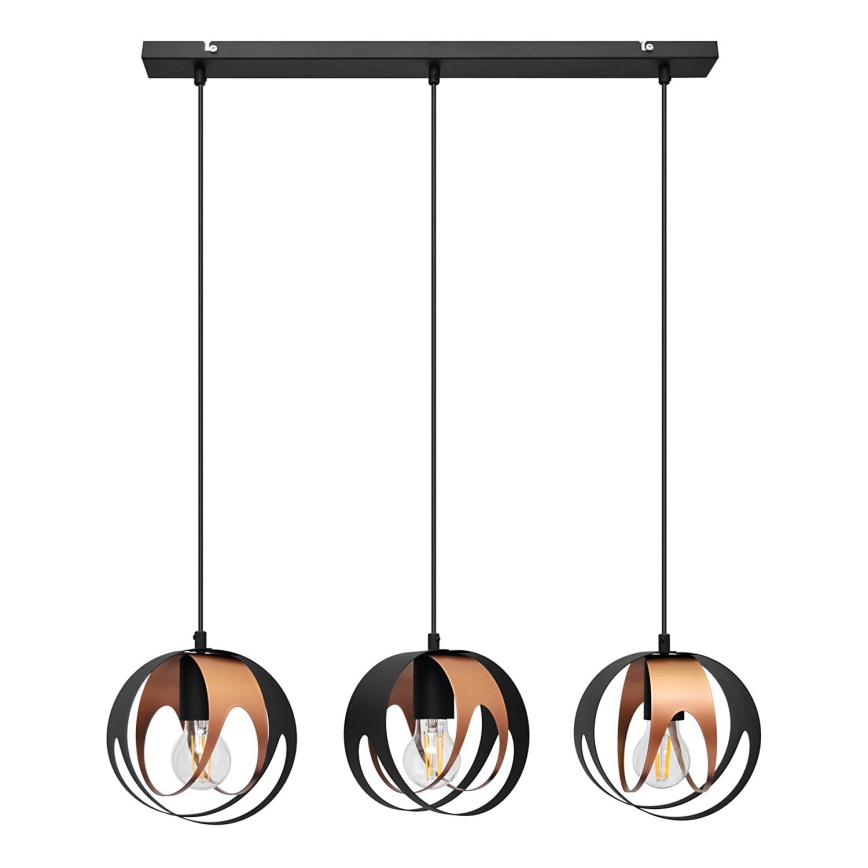 Lampadario a sospensione con filo MOONLIGHT 3xE27/15W/230V nero/rame