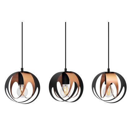 Lampadario a sospensione con filo MOONLIGHT 3xE27/15W/230V nero/rame