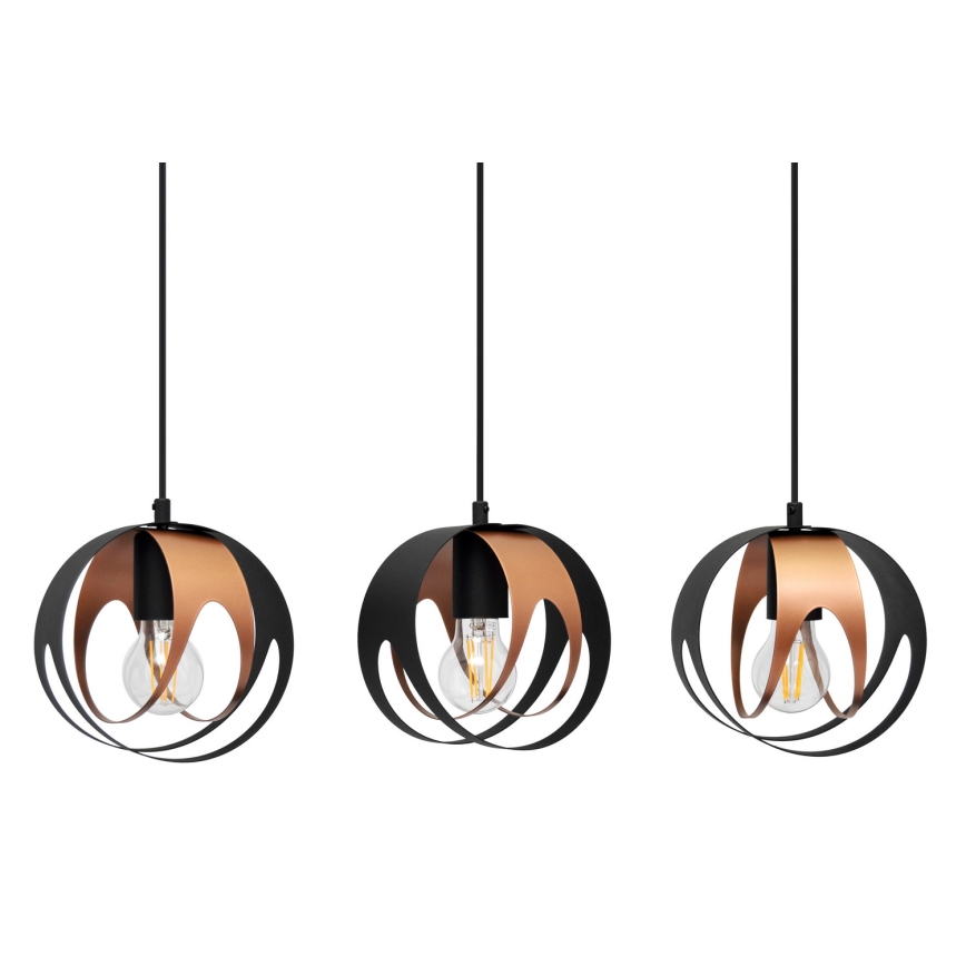 Lampadario a sospensione con filo MOONLIGHT 3xE27/15W/230V nero/rame