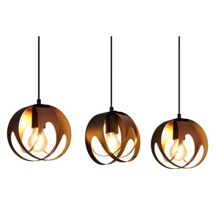 Lampadario a sospensione con filo MOONLIGHT 3xE27/15W/230V nero/rame