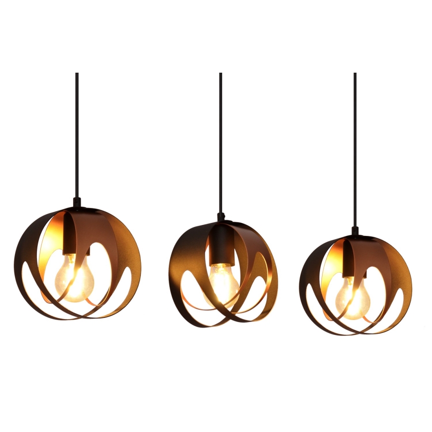 Lampadario a sospensione con filo MOONLIGHT 3xE27/15W/230V nero/rame