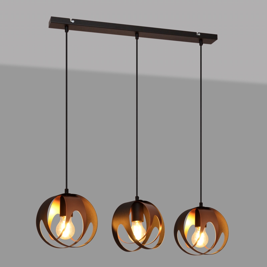 Lampadario a sospensione con filo MOONLIGHT 3xE27/15W/230V nero/rame