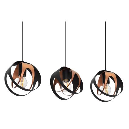 Lampadario a sospensione con filo MOONLIGHT 3xE27/15W/230V nero/rame