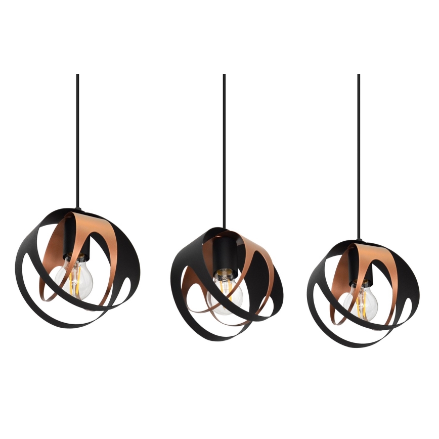 Lampadario a sospensione con filo MOONLIGHT 3xE27/15W/230V nero/rame