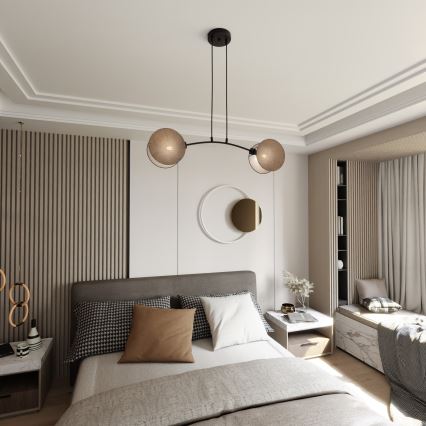 Lampadario a sospensione con filo MOTIF 2xE27/15W/230V beige