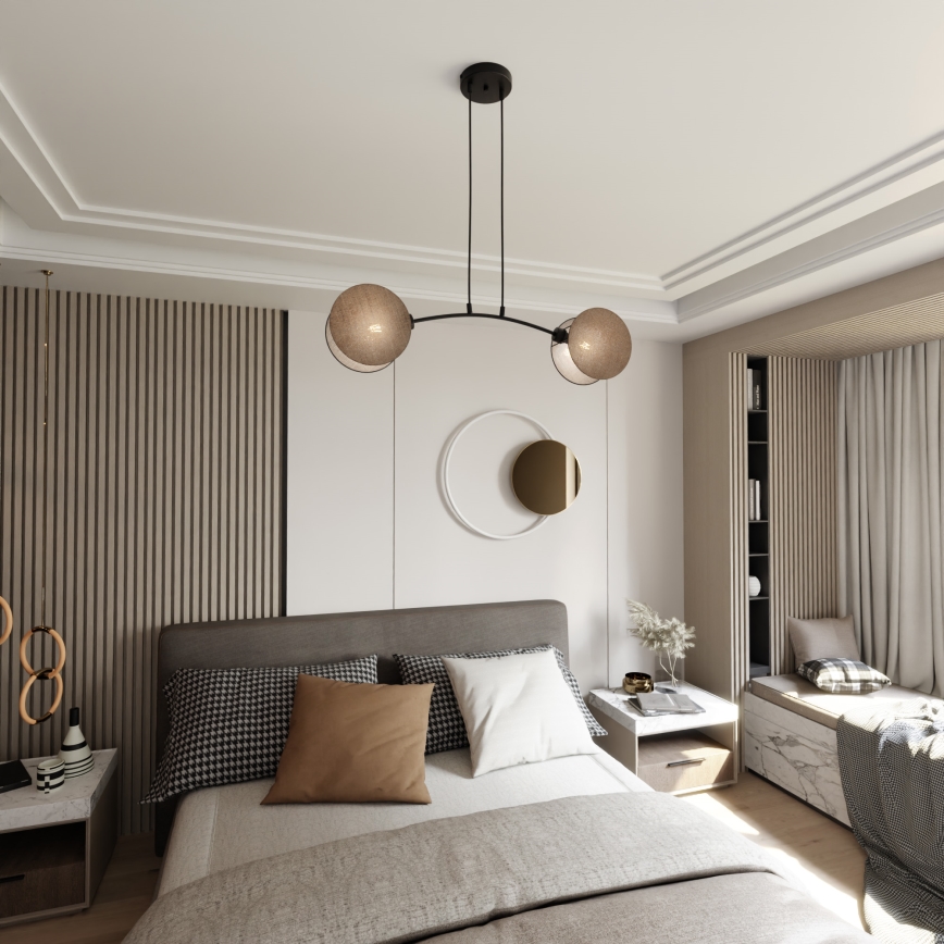 Lampadario a sospensione con filo MOTIF 2xE27/15W/230V beige