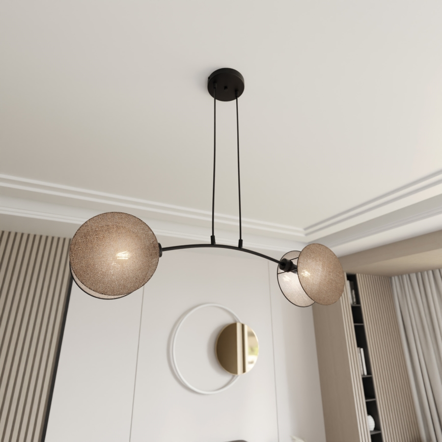 Lampadario a sospensione con filo MOTIF 2xE27/15W/230V beige