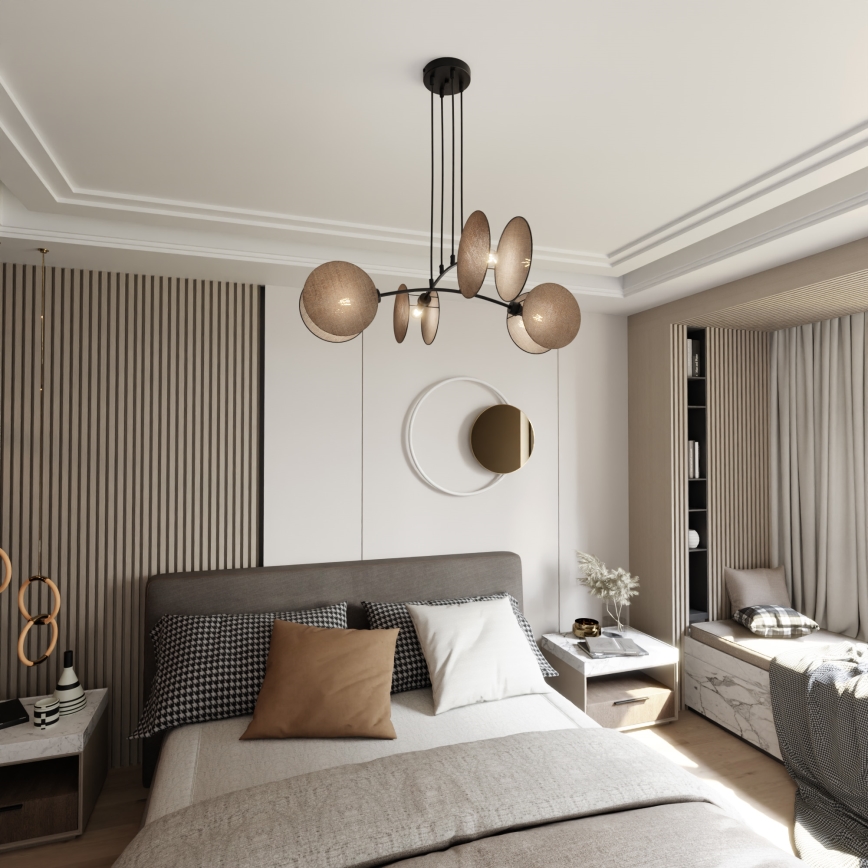 Lampadario a sospensione con filo MOTIF 4xE14/10W/230V beige