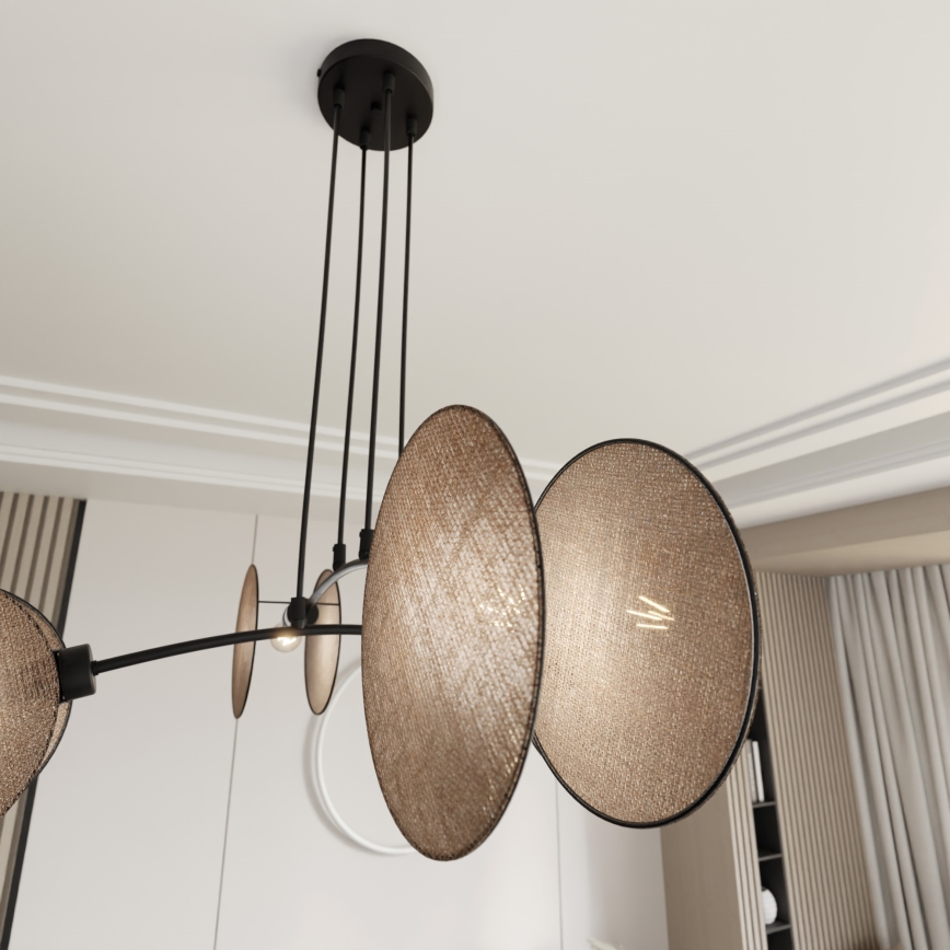 Lampadario a sospensione con filo MOTIF 4xE14/10W/230V beige