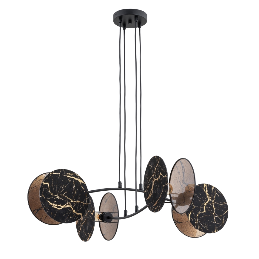 Lampadario a sospensione con filo MOTIF 4xE27/15W/230V nero/oro