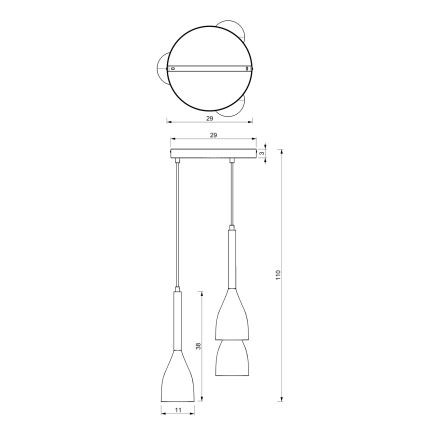 Lampadario a sospensione con filo MUZA NEW 3xE27/60W/230V faggio/bianco