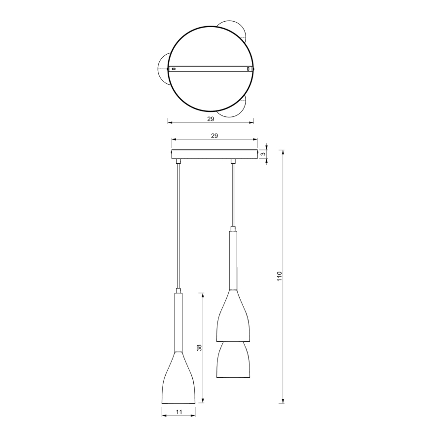 Lampadario a sospensione con filo MUZA NEW 3xE27/60W/230V faggio/bianco