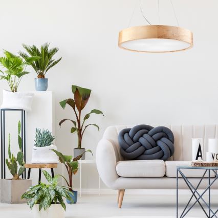 Lampadario a sospensione con filo NATURAL 3xE27/60W/230V ø 47 cm pino - FSC certificato