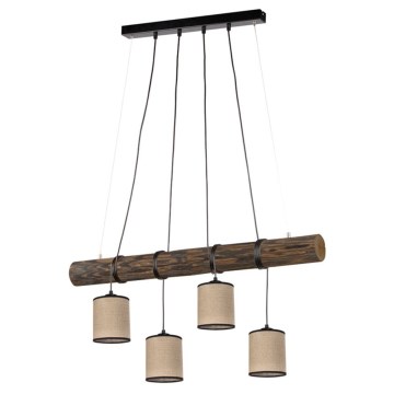 Lampadario a sospensione con filo NEGRO 4xE27/25W/230V pino