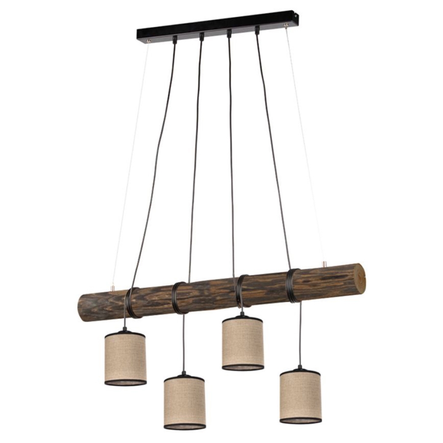 Lampadario a sospensione con filo NEGRO 4xE27/25W/230V pino