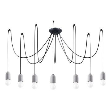 Lampadario a sospensione con filo NESO 7xE27/15W/230V ragno calcestruzzo