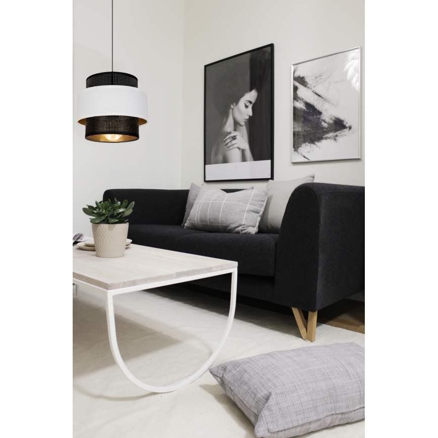 Lampadario a sospensione con filo NESS 1xE27/60W/230V nero/bianco