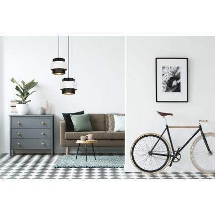 Lampadario a sospensione con filo NESS 2xE27/60W/230V diametro 30 cm nero/bianco