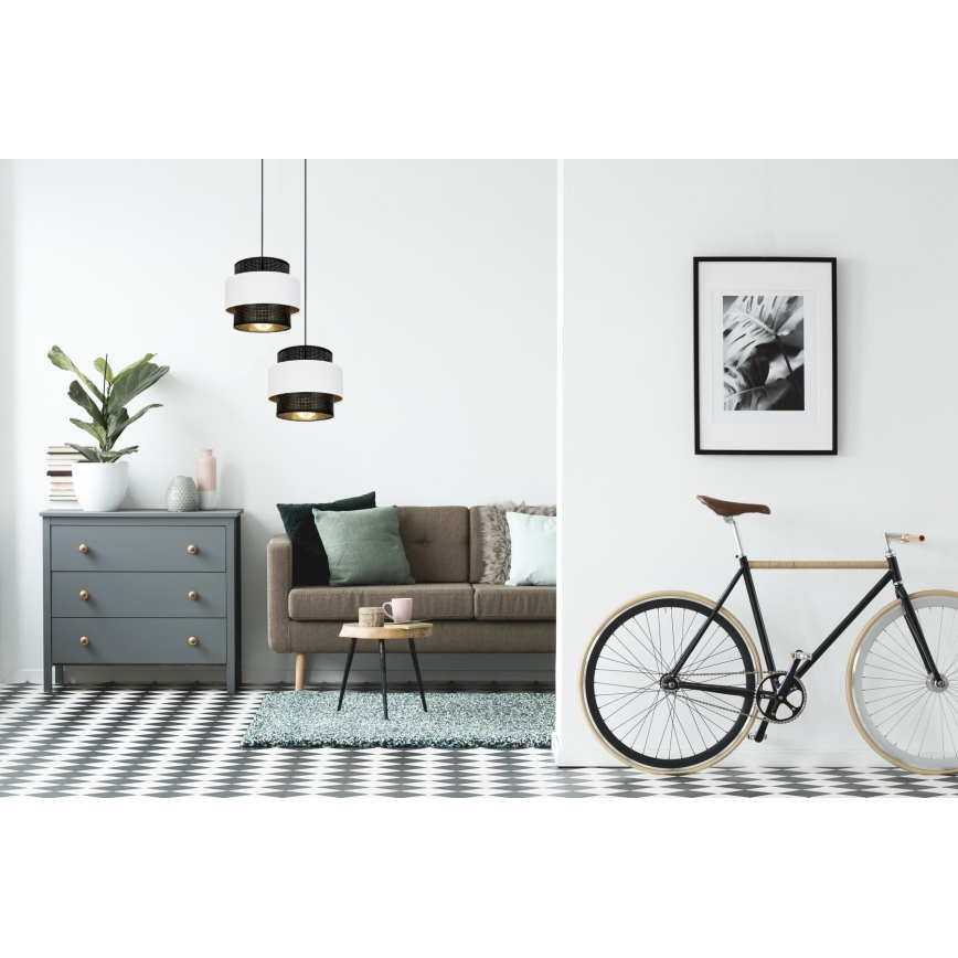 Lampadario a sospensione con filo NESS 2xE27/60W/230V diametro 30 cm nero/bianco