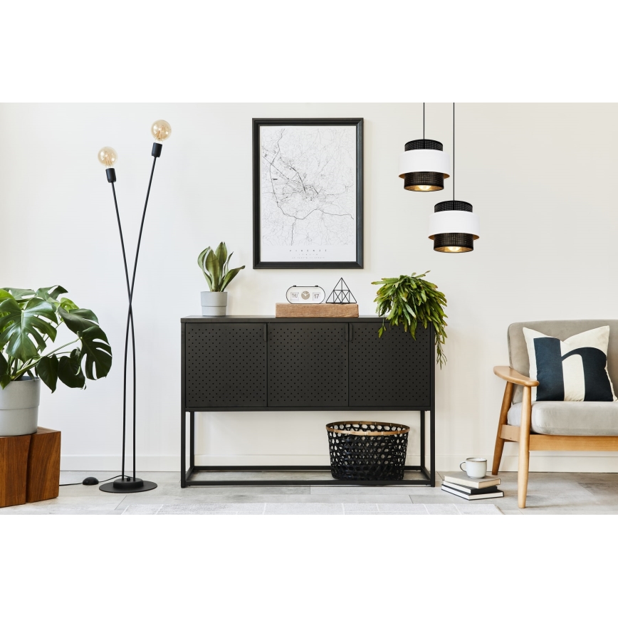 Lampadario a sospensione con filo NESS 2xE27/60W/230V diametro 30 cm nero/bianco