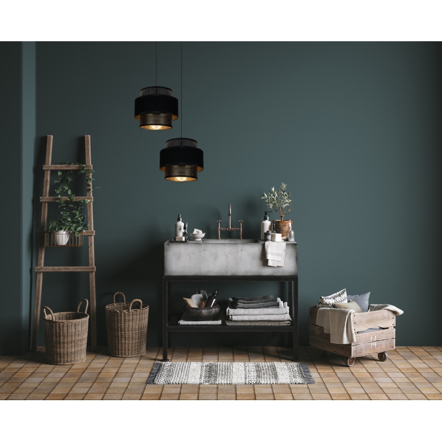Lampadario a sospensione con filo NESS 2xE27/60W/230V diametro 30 cm nero