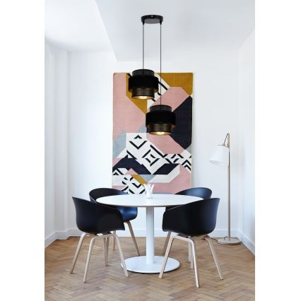 Lampadario a sospensione con filo NESS 2xE27/60W/230V diametro 30 cm nero