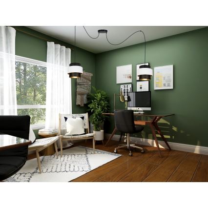 Lampadario a sospensione con filo NESS 2xE27/60W/230V ragno nero/bianco