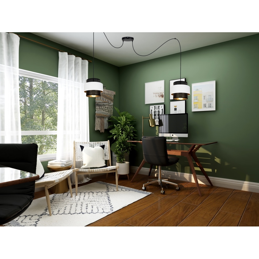 Lampadario a sospensione con filo NESS 2xE27/60W/230V ragno nero/bianco