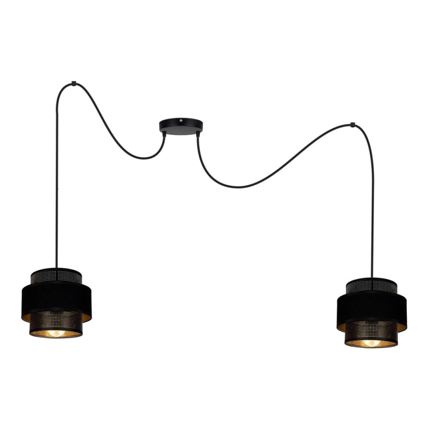 Lampadario a sospensione con filo NESS 2xE27/60W/230V ragno nero