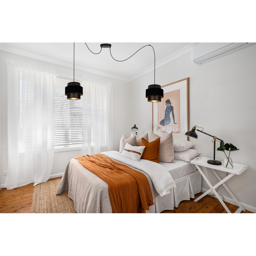 Lampadario a sospensione con filo NESS 2xE27/60W/230V ragno nero