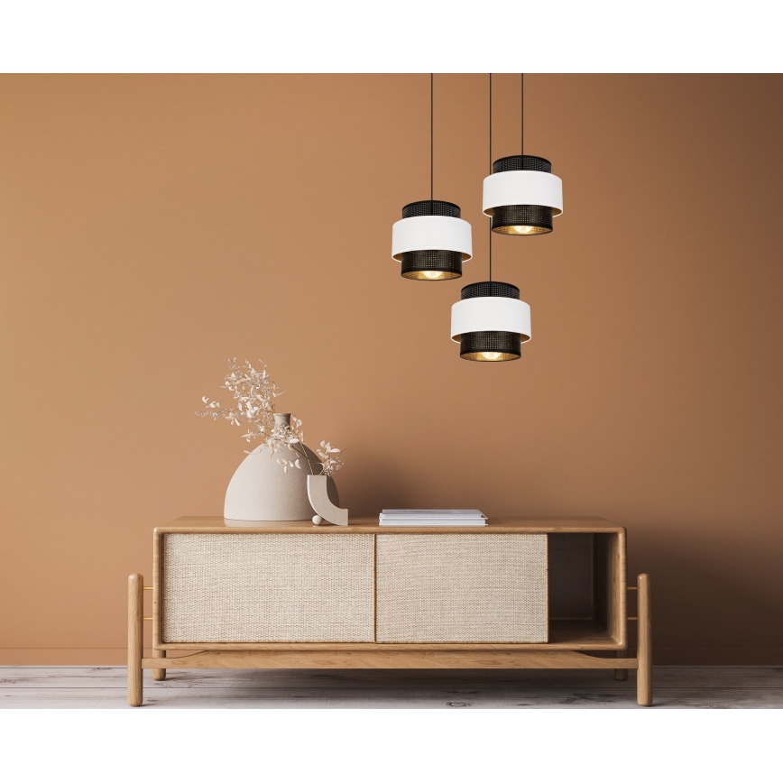 Lampadario a sospensione con filo NESS 3xE27/60W/230V diametro 45 cm nero/bianco