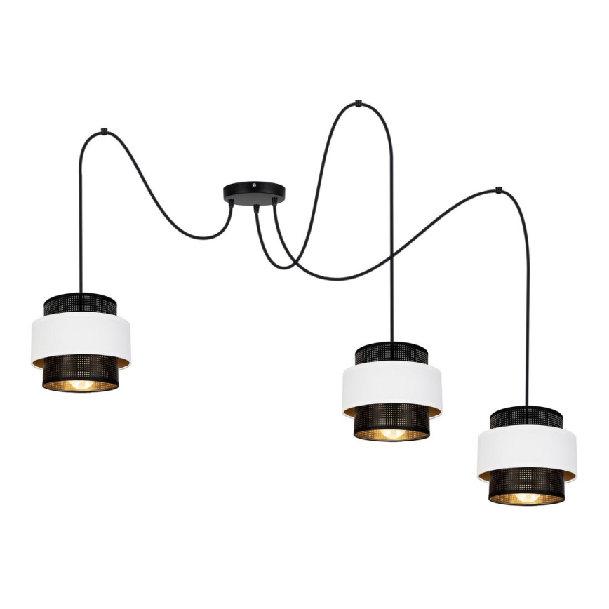 Lampadario a sospensione con filo NESS 3xE27/60W/230V ragno nero/bianco