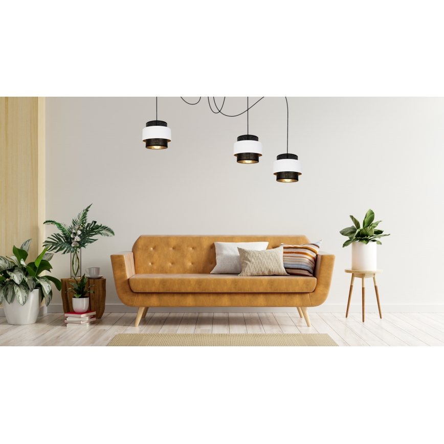 Lampadario a sospensione con filo NESS 3xE27/60W/230V ragno nero/bianco