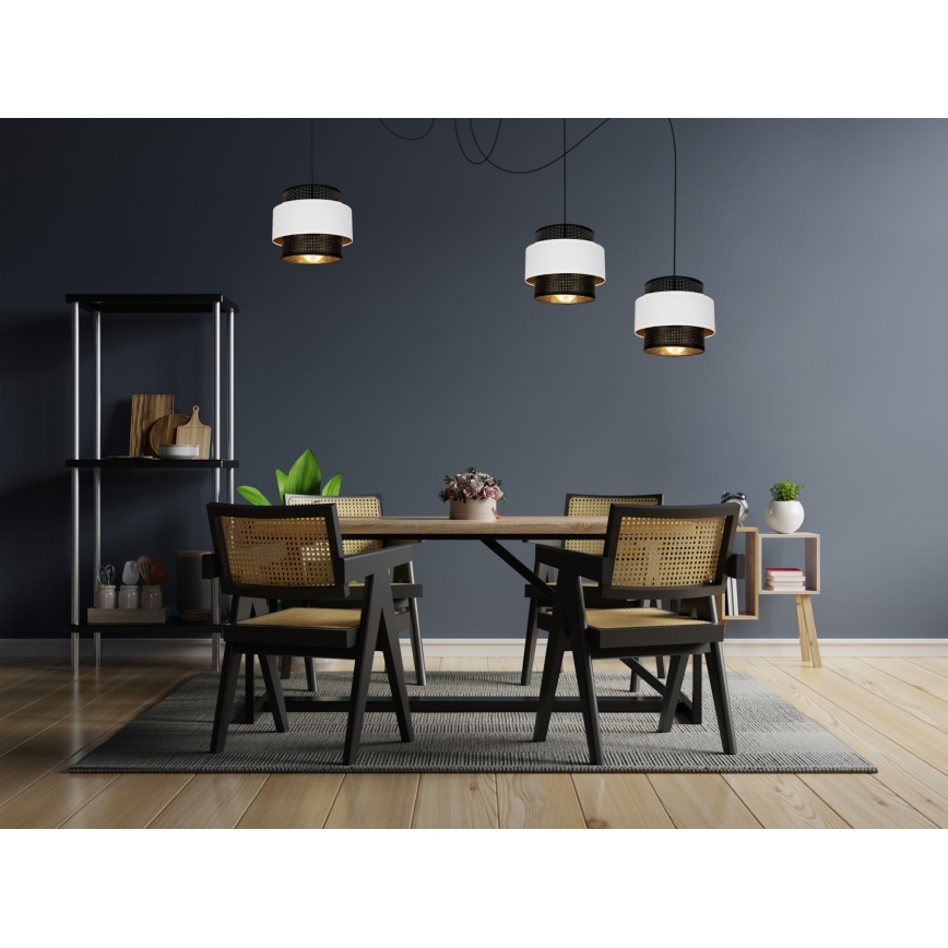 Lampadario a sospensione con filo NESS 3xE27/60W/230V ragno nero/bianco