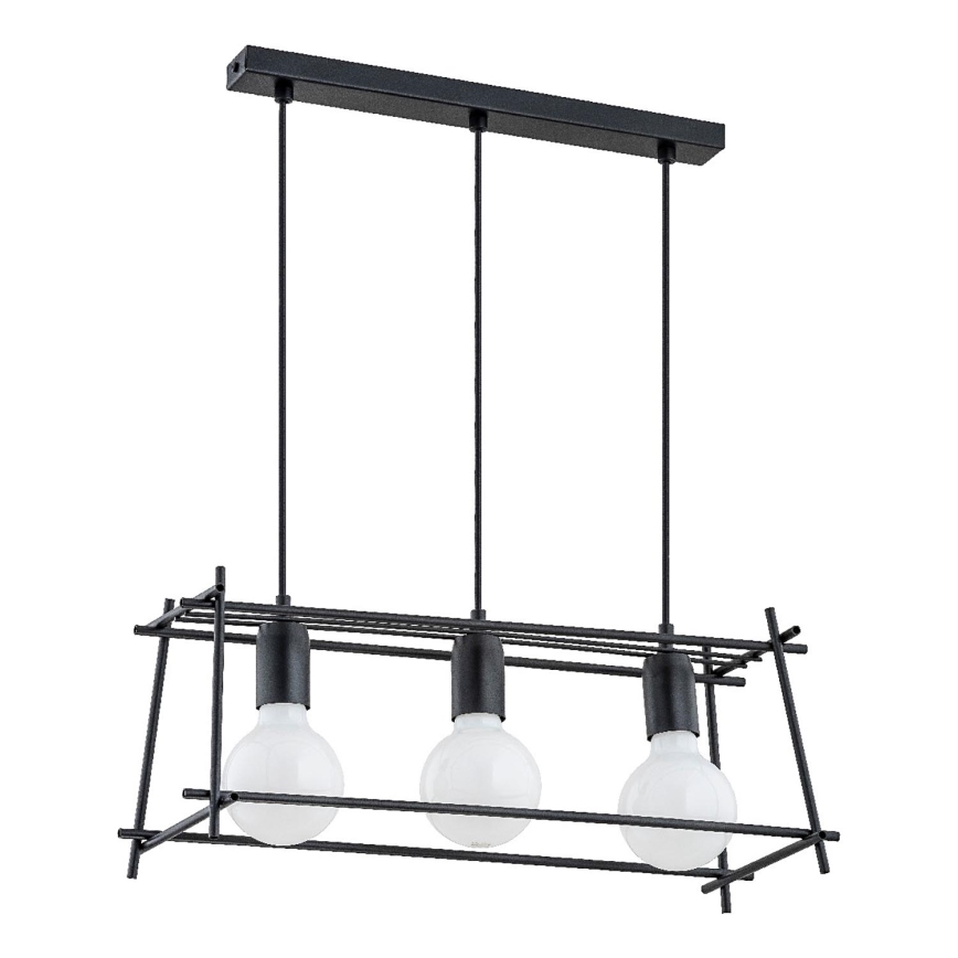 Lampadario a sospensione con filo NETI 3xE27/15W/230V nero