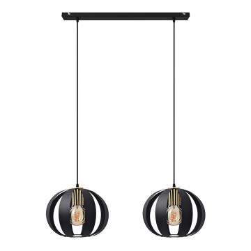 Lampadario a sospensione con filo NEWTON 2xE27/15W/230V nero/oro
