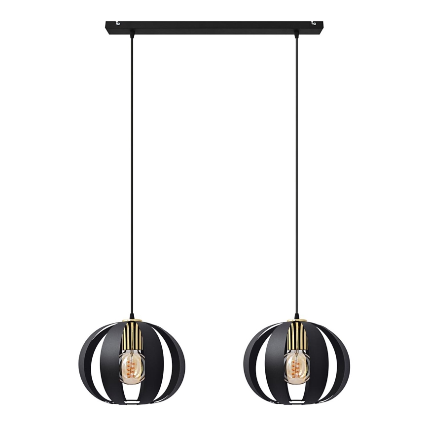 Lampadario a sospensione con filo NEWTON 2xE27/15W/230V nero/oro
