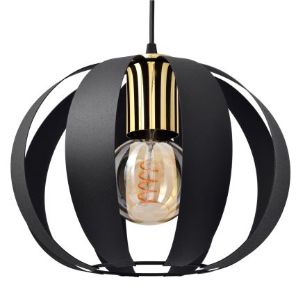 Lampadario a sospensione con filo NEWTON 2xE27/15W/230V nero/oro