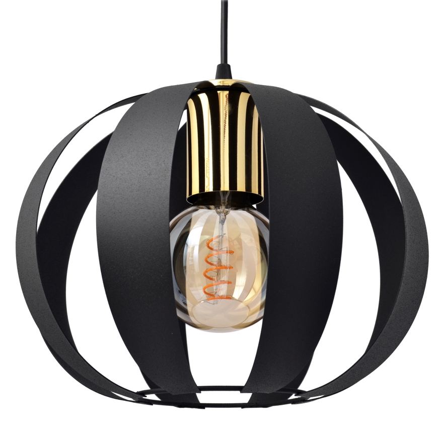 Lampadario a sospensione con filo NEWTON 2xE27/15W/230V nero/oro