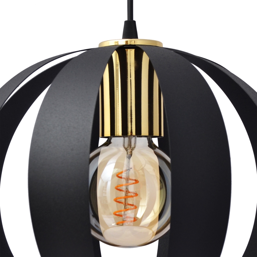 Lampadario a sospensione con filo NEWTON 2xE27/15W/230V nero/oro