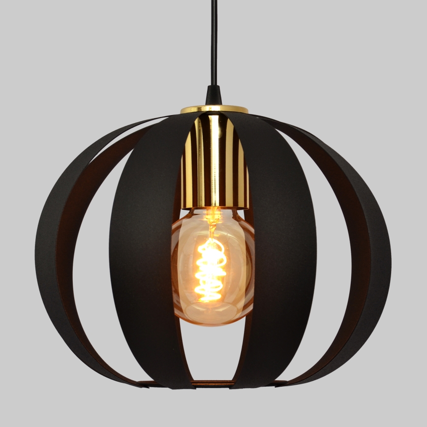 Lampadario a sospensione con filo NEWTON 2xE27/15W/230V nero/oro