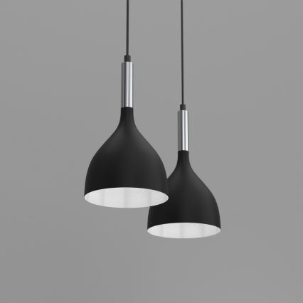 Lampadario a sospensione con filo NOAK 2xE27/15W/230V nero/cromo lucido
