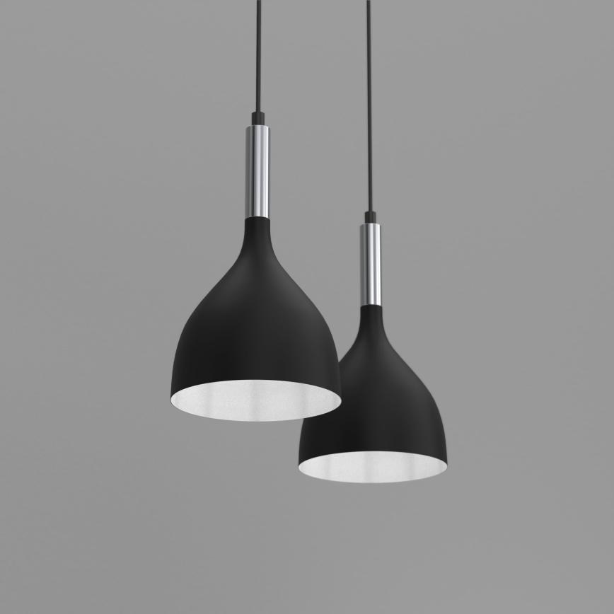Lampadario a sospensione con filo NOAK 2xE27/15W/230V nero/cromo lucido