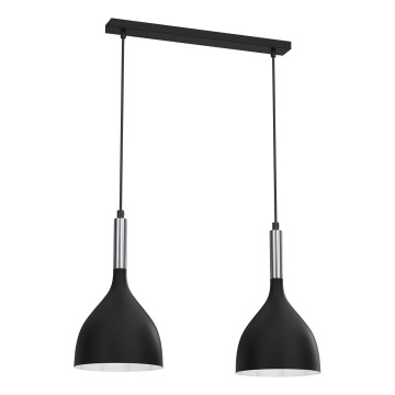 Lampadario a sospensione con filo NOAK 2xE27/15W/230V nero/cromo lucido