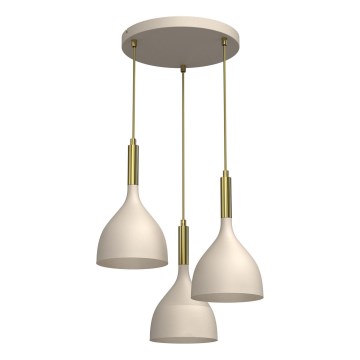 Lampadario a sospensione con filo NOAK 3xE27/15W/230V beige/oro